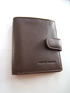 Totalmente Nueva Billetera Plegable Emporio Valentini Cuero Marrón Oscuro con Snap Italia - Imagen 1 de 8