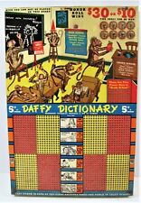 Vintage Daffy Dictionary Large Colorful 5 Ct Punch Board Gambling Unused Old Stk