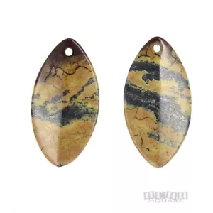 2 cuentas colgantes amarillas ""turquesa"" 3D marquesa ap. 27-28mm x 54mm (2,1") #11299 - Imagen 1 de 4