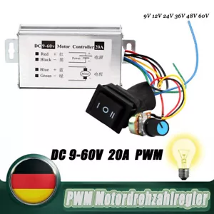 DC Motordrehzahlregler Switch 9V 12V 60V PWM Motor Vorwärts Rückwärtsschalter DE - Bild 1 von 12