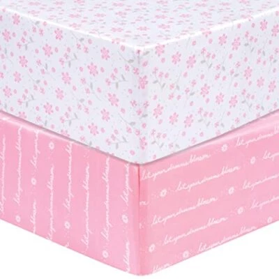  2-Pack Microfiber Fitted Crib Sheet Set, Fits Standard Crib Mattress 28 Floral - Image 1 of 4