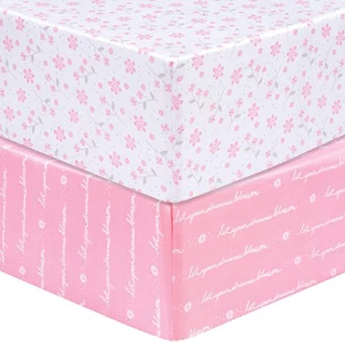  2-Pack Microfiber Fitted Crib Sheet Set, Fits Standard Crib Mattress 28 Floral - Image 1 of 4