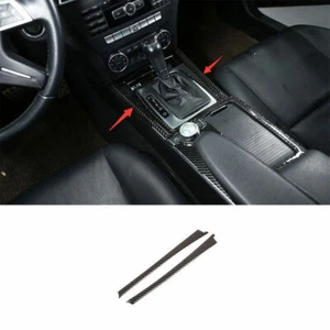 2007-2014 Real Carbon Fiber Gear Shift Both Side Strip Trim 2pc For Benz C-Class - Imagen 1 de 9