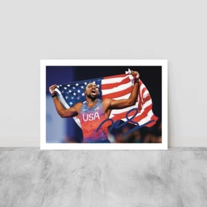 NOAH LYLES OLIMPIADI PARIGI 2024 TEAM USA ORO FIRMATO AUTOGRAFO STAMPA FOTO - Imagen 1 de 2