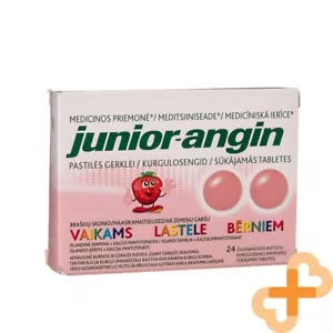 JUNIOR ANGIN 24 Pastilles Throat Relief Health Kids Children Strawberry Flavor - Picture 1 of 24