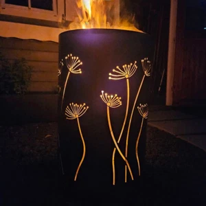 Feuertonne / Feuerkorb mit Motiv " Pusteblumen-Wiese " - Bild 1 von 8
