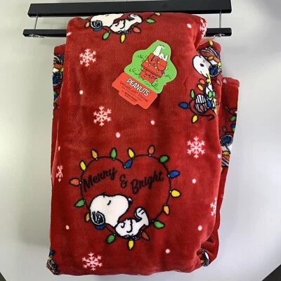 Berkshire Snoopy Throw Velvet Soft Holiday Blanket Peanuts Christmas 60 x 70 XL - Image 1 of 4