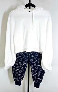 Conjunto de pantalones cortos con capucha Fuzzy Pullover - Blanco/Azul - LG - Imagen 1 de 14