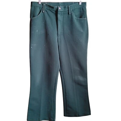 Pantalones de mezclilla acampanados de poliéster verde conjunto Sears 36x31 True Vintage años 70 Foto 1 de 4