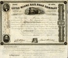 1853 Little Miami RR Stock Certificate signé par Jacob Strader