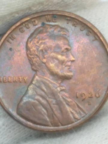 1926 D -RAINBOW  TONING LINCOLN - RED BROWN - SEMI-KEY DATE  A/449 Cover