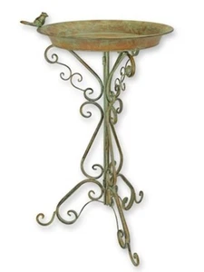 Nouveau Baño Del Pájaro con Soporte de Hierro Romántico Decoración Jardín Altura - Imagen 1 de 1