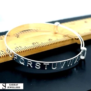 Silver Baby Bangle Child Expandable 925 SOLID Embossed Alphabet Letters Pattern* - Picture 1 of 8