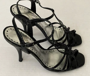 BCBGirls High Heels Leather Snake Print Strappy Sandals 4.25" Women's Size 8.5B - Picture 1 of 10