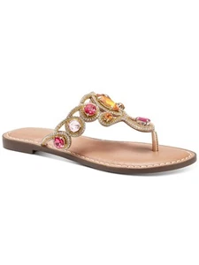 THALIA SODI Womens Gold Willa Round Toe Slip On Thong Sandals Shoes 6 M - Picture 1 of 11