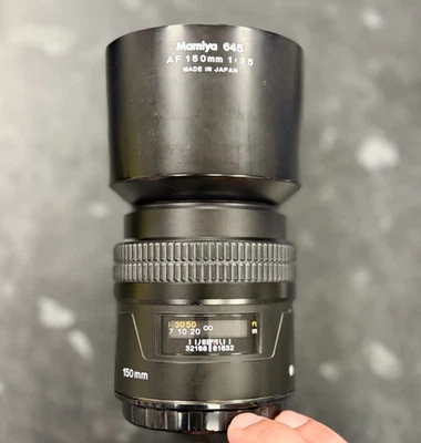 Mamiya 150mm F3.5 Autofocus Medium Format Prime Lens for 645 F&R Caps & Hood - Image 1 of 2