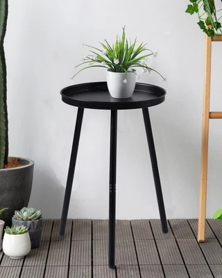 Metal Side End Table Round Coffee Table Night Stand for Small Spaces with 3 Legs - Image 1 of 4