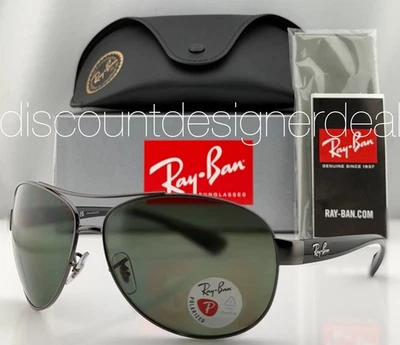 Ray-Ban Aviator Sunglasses RB3386 004/9A Gunmetal Frame Polarized Green Lens 67 - Image 1 of 4