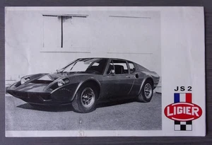 Brochure vendita LIGIER JS2 auto sportiva orig 1972 con testo francese - Foto 1 di 3