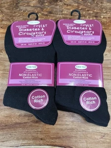 Ladies Diabetic Circulatory Black Socks Non Elastic Ladies 6 Pairs - Picture 1 of 3