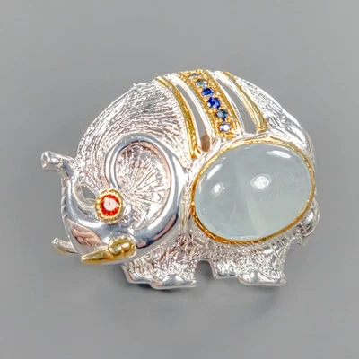 Broche Aguamarina Natural 9 quilates Plata de Ley 925/NB28929 Joyerías Foto 1 de 4