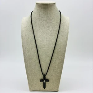 Black Metal Cross Necklace Chain Mens Christian Pendant Engraved Kenneth Gift - Bild 1 von 6