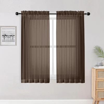 Cortinas transparentes 54 pulgadas de largo para sala de estar dormitorio, varilla de bolsillo luz filtrado Foto 1 de 4