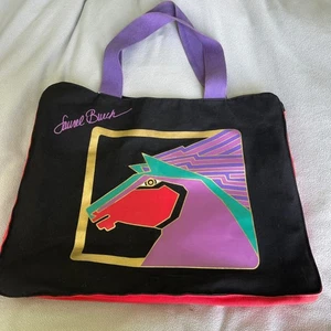 Borsa tote vintage Laurel Burch stallone selvaggio cavallo tela grande cotone retrò - Foto 1 di 9