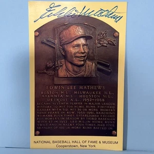 Postal autografiada del Salón de la Fama de Eddie Mathews - Imagen 1 de 2