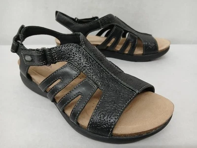 Sandalias Clarks April Belle para mujer de cuero negro 26177018 para mujer talla 8M Foto 1 de 4