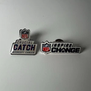 NFL CRUCIAL CATCH INTERCEPT CANCER LAPEL PIN & NFL INSPIRE CHANGE LAPEL PIN (M) - Picture 1 of 13