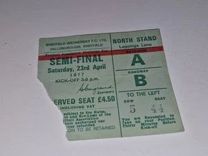 BIGLIETTO STUB-LEEDS UNITED V MANCHESTER UNITED- SEMIFINALE FA CUP 1977 - Foto 1 di 1