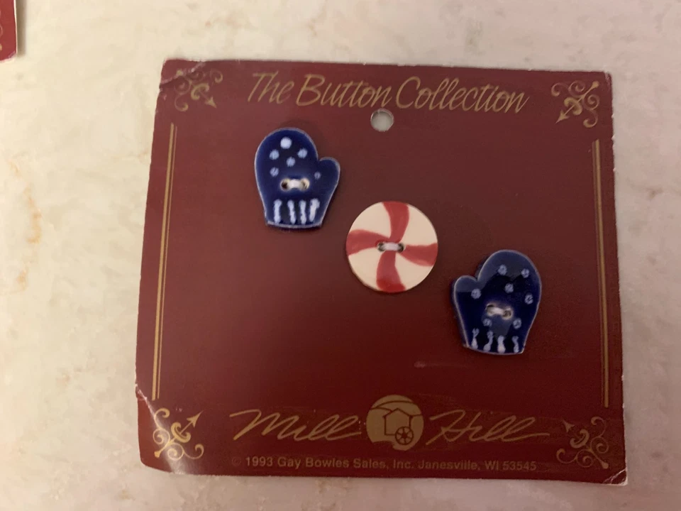 Guantes de Navidad Mill Hill vintage botones hechos a mano de cerámica L6 Foto 1 de 1