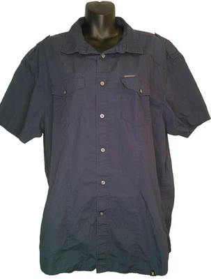 Camisa Marc Ecko Cut & Sew Deadly Threads XXL Azul Marino Manga Corta Abotonada Foto 1 de 4