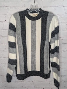 Vintage Golden Brent Herren schwarz & elfenbein gestreift Orlon Acryl Pullover Größe M - Bild 1 von 7