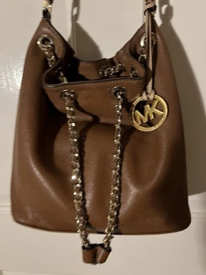 Michael Kors Medium Brown Leather Tassel Gold Chain Bag with Double Strap - Image 1 of 4