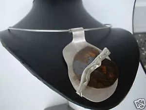 Halsreif mit Ammonit aus Silber 999 Feinsilber Flamere Design Dieter Fischer - Picture 1 of 1