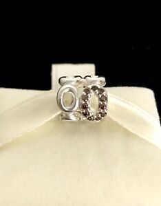 Pandora CIRCLE OF FRIENDS Clear & Champagne Brown Charm 790445CZ Sterling Silver