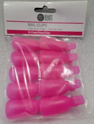 Beauty Secrets Reusable Pink Nail Clips 10 Clips For Removal of Nail Polish NEW - Imagem 1 de 2