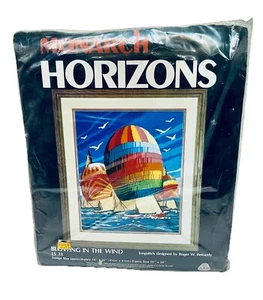 1982 MONARCH HORIZONS LONGSTITCH KIT BLOWING IN THE WIND 16 X 20 NEW OLD STOCK - Bild 1 von 5