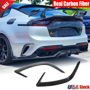 For Kia Stinger 2018-23 Real Carbon Rear Bumper Side Vent Trim Canard Fins Cover - Picture 1 of 13