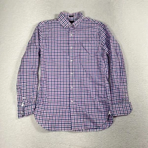 J. Camicia Crew Ludlow 120's 2 strati viola blu check manica lunga bottoni media - Foto 1 di 7