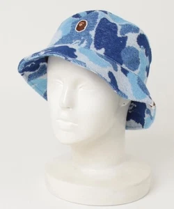 Authentic a bathing ape bape abc camo pile jacquard bucket hat blue M new - Picture 1 of 11