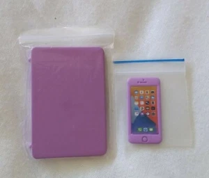 Miniature Dollhouse Accessories Mobile Phone & Laptop Set Purple 1:12th Scale - Picture 1 of 5