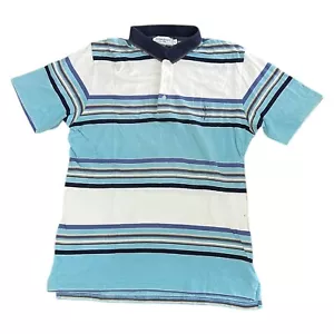 Yves Saint Laurent Polo Shirt Striped Regular Casual Blue Mens XL - Picture 1 of 8