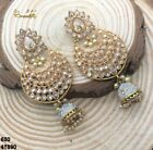  Bollywood Style Gold Plated Indian Jewelry Pearl Kundan Jhumka Earrings 