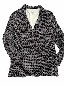 H&M GP & J Baker Black Red Geometric Lightweight Dbl Breasted Blazer UK12 A22 - Picture 1 of 10