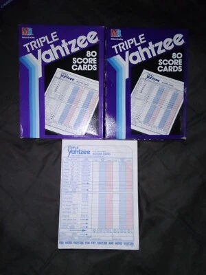 NEW Lot Of 3 Vintage Triple Yahtzee 80 Score Cards Pad New Milton Bradley E4100 - Image 1 of 2