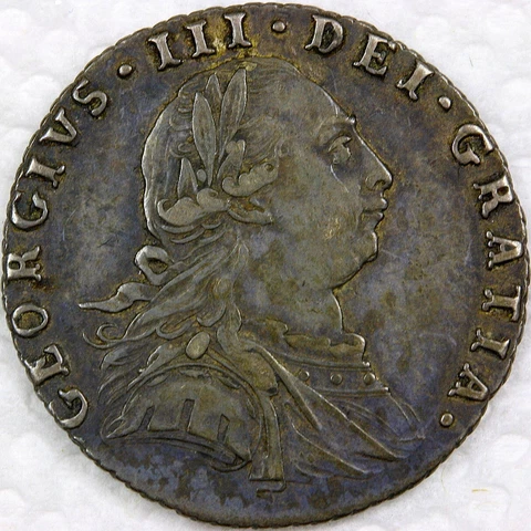 1787 GREAT BRITAIN SILVER SIX PENCE GEORGE III NO HEARTS  PATINA KM #606.1 AU Cover