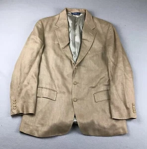 VTG Polo Ralph Lauren Blazer Mens 44 Beige Linen Button Up Lined Coat USA - Picture 1 of 8